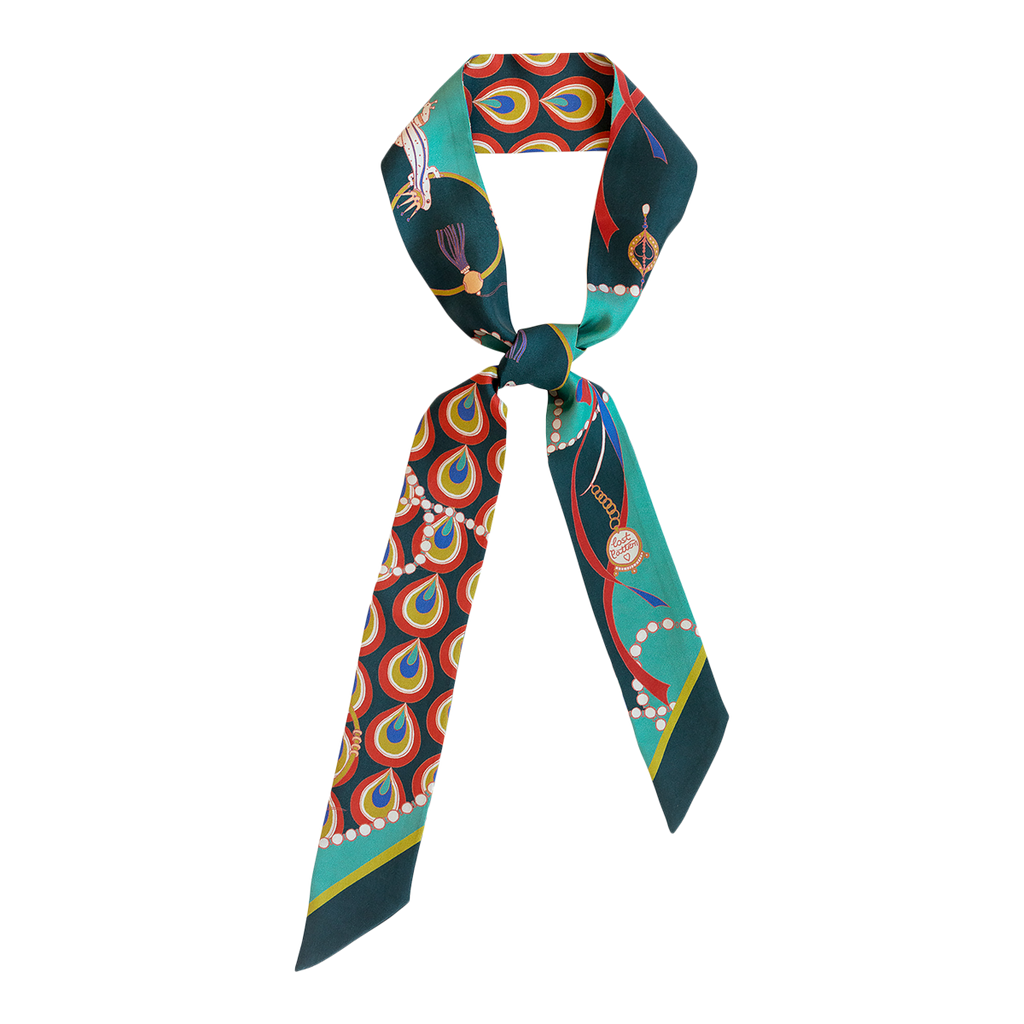 Lost Pattern NYC - "Peacock" Silk Twilly Neck Bow