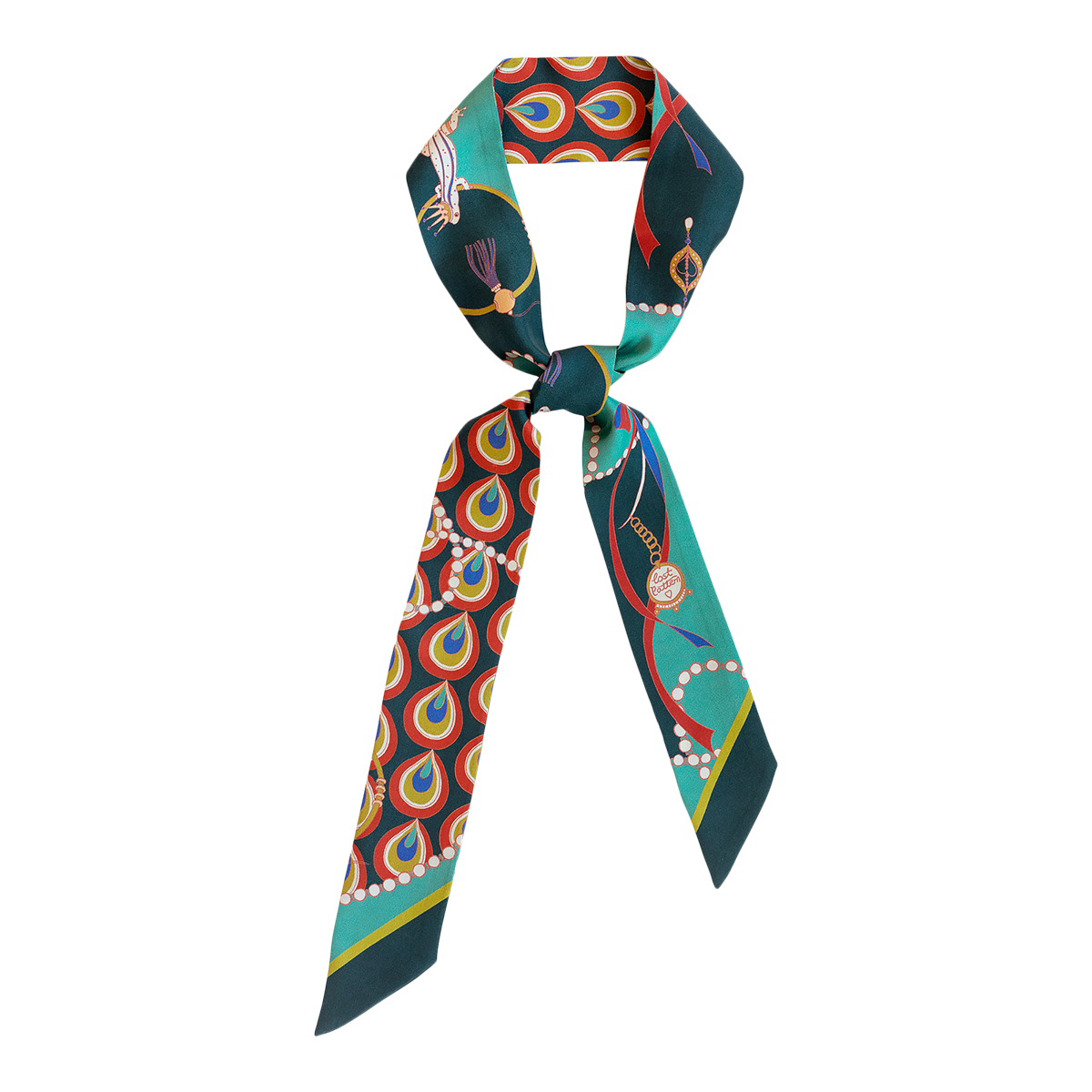 Lost Pattern NYC - "Peacock" Silk Twilly Neck Bow