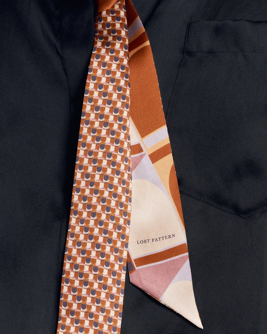 Lost Pattern NYC - "Modular" Silk Skinny Scarf - Orange