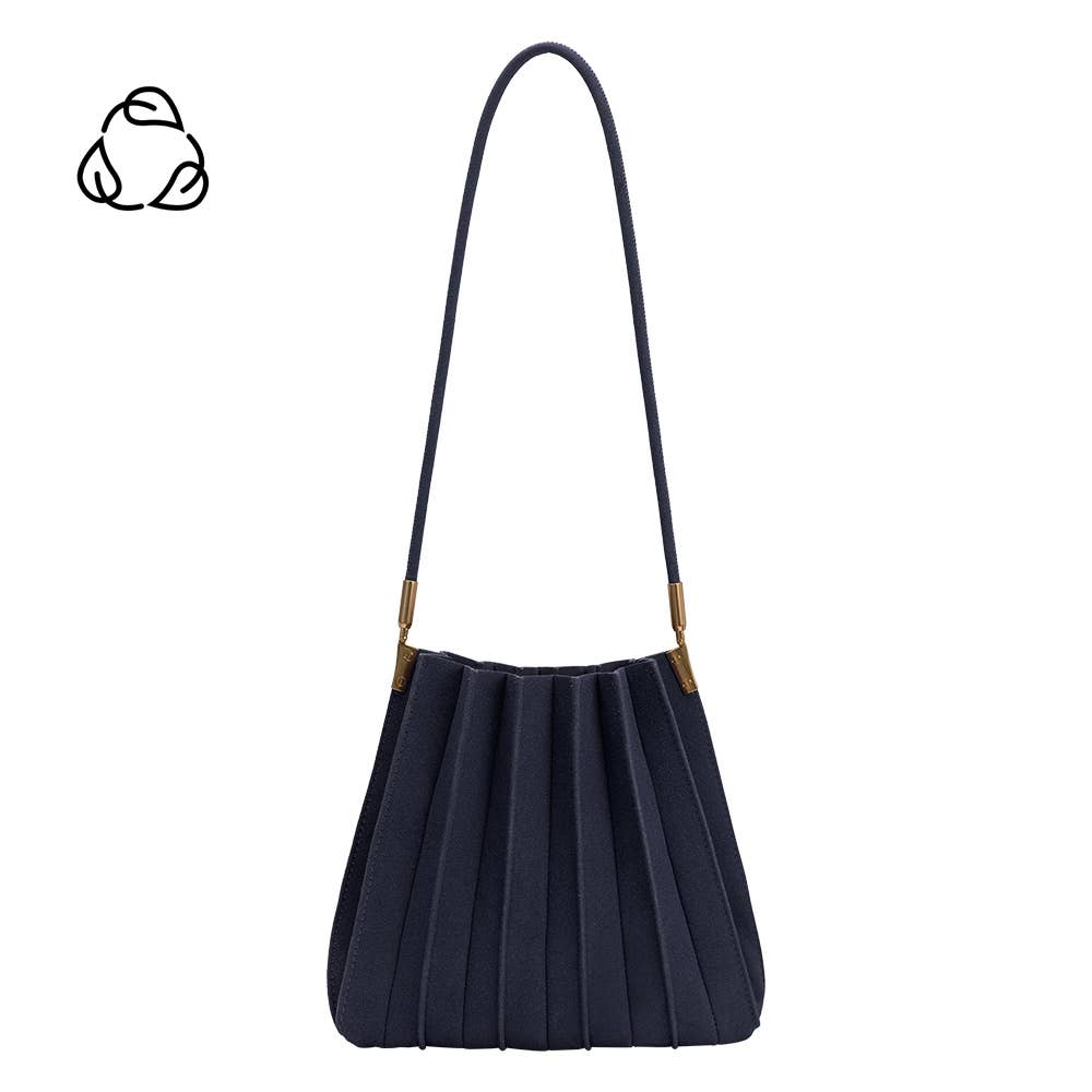 Melie Bianco - Carrie Navy Vegan Suede Shoulder Bag