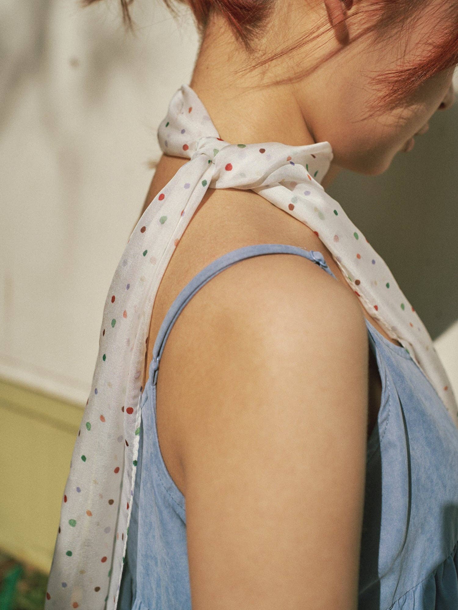 Lost Pattern NYC - "Petal Veil" Silk Chiffon Neck Scarf - Rainbow Gummies