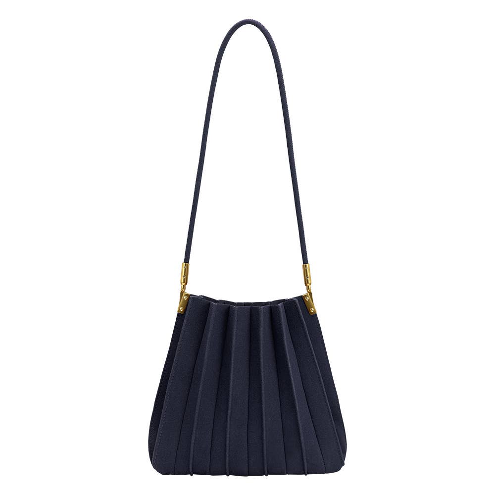 Melie Bianco - Carrie Navy Vegan Suede Shoulder Bag