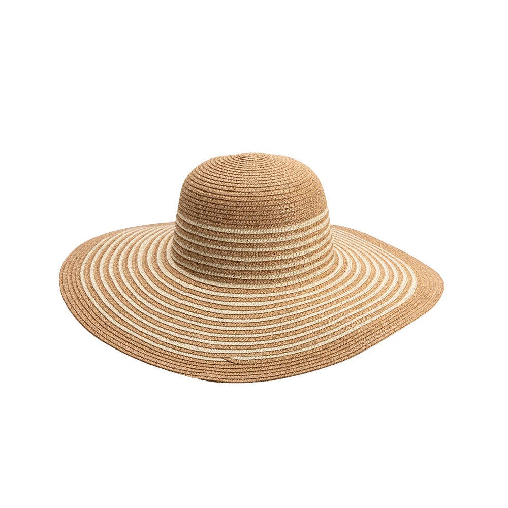 Melie Bianco - Stripe Natural Straw Vegan Sun Hat