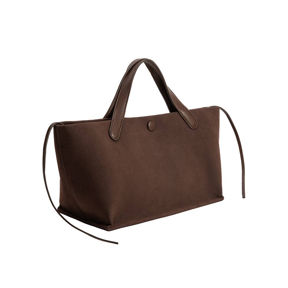 Melie Bianco - Jill Chocolate Suede Recycled Vegan Tote Bag