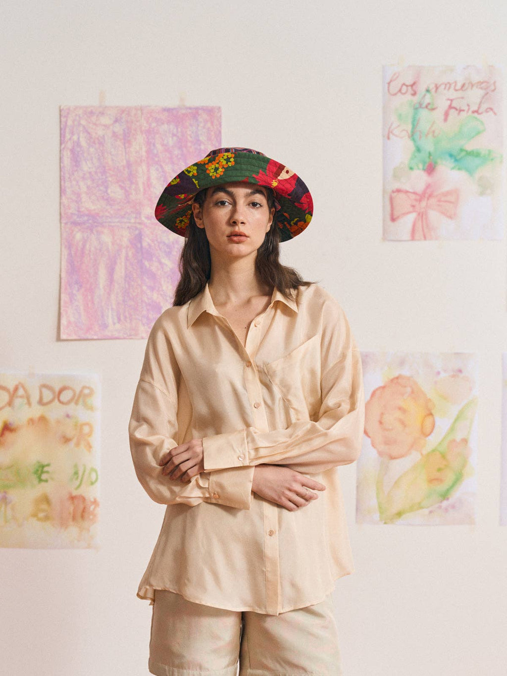 Lost Pattern NYC - FRIDA x LOST PATTERN "Frida's Garden" Cotton Reversible Sun Hat - Green