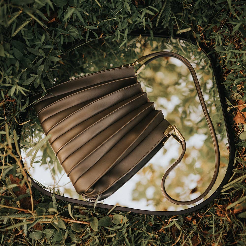 Melie Bianco - Carrie Olive Pleated Vegan Leather Shoulder Bag