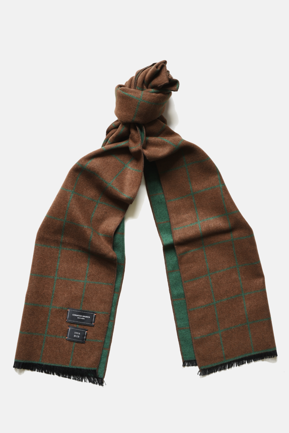 Curated Basics - Brushed Silk Window-Pane Scarf