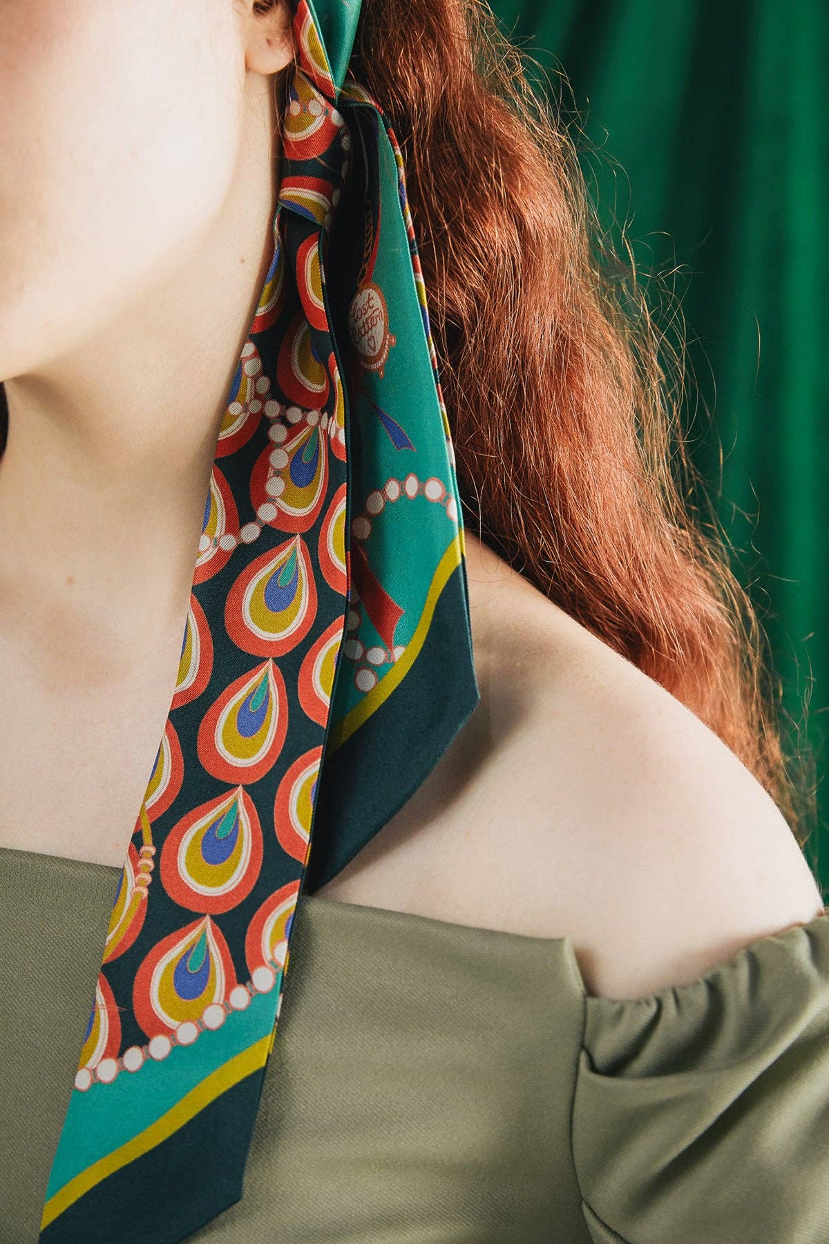 Lost Pattern NYC - "Peacock" Silk Twilly Neck Bow