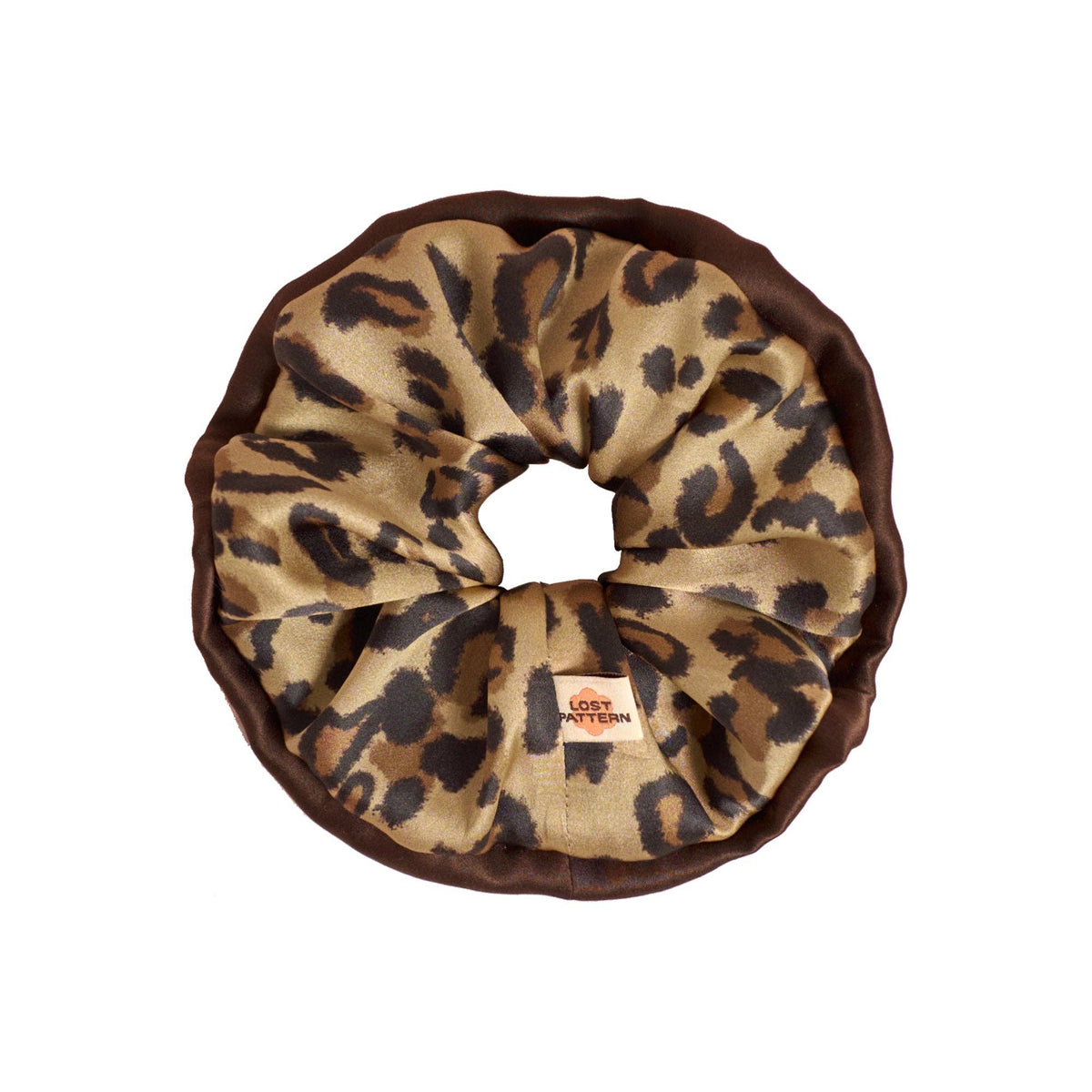 Lost Pattern NYC - "Spot Chic" Oversized Silk Scrunchie - Classic Leopard