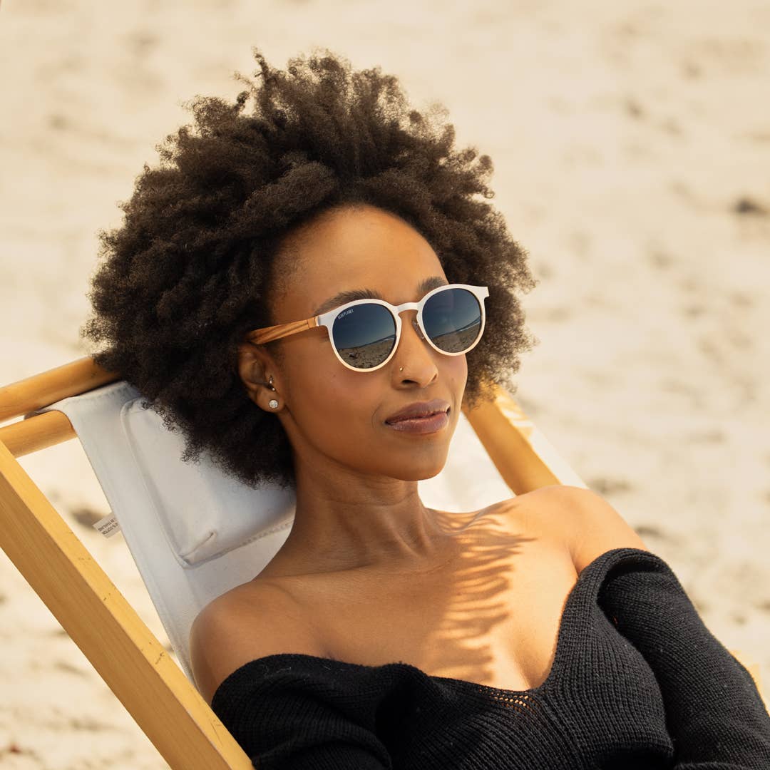 Blue Planet Eco-Eyewear - Aren - Matte Silver / Light Walnut Wood / Grey
