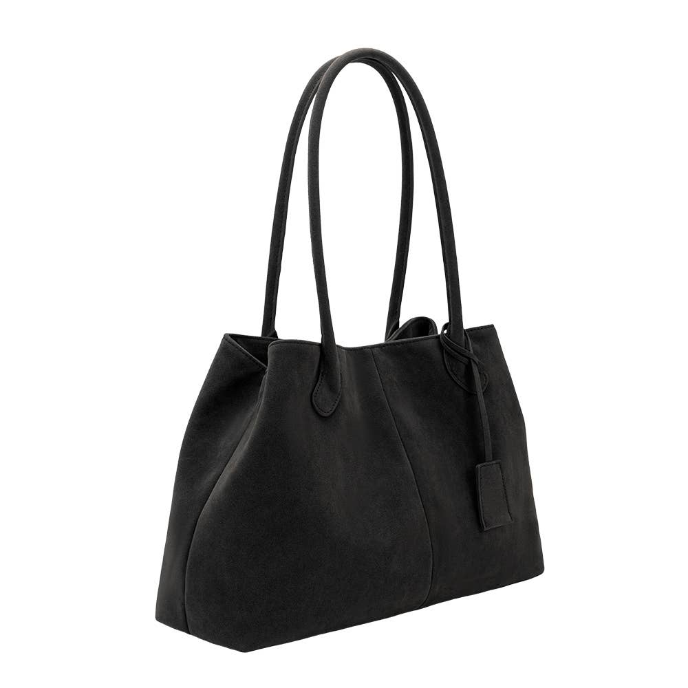 Melie Bianco - Irene Black Vegan Suede Shoulder Bag