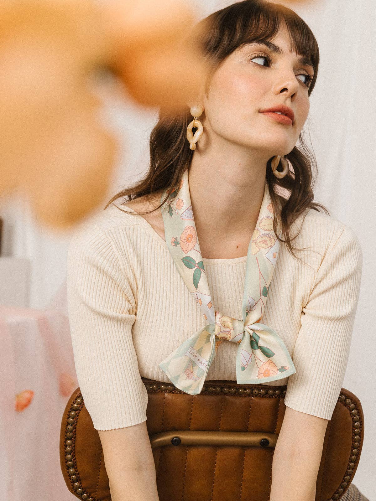 Lost Pattern NYC - "Wonderland" Silk Twill Neck Bow - Pastel Green
