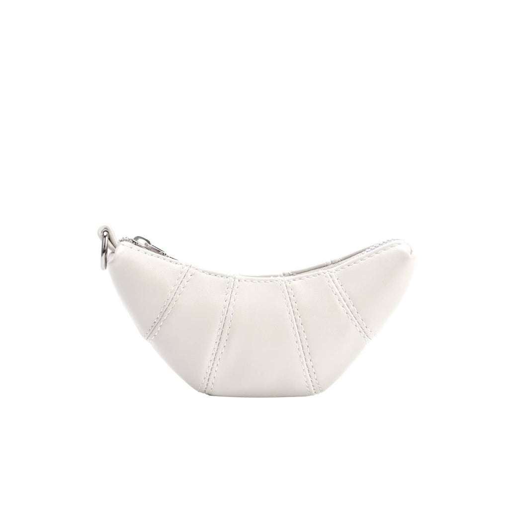 Melie Bianco - Croissant White Mini Vegan Pouch