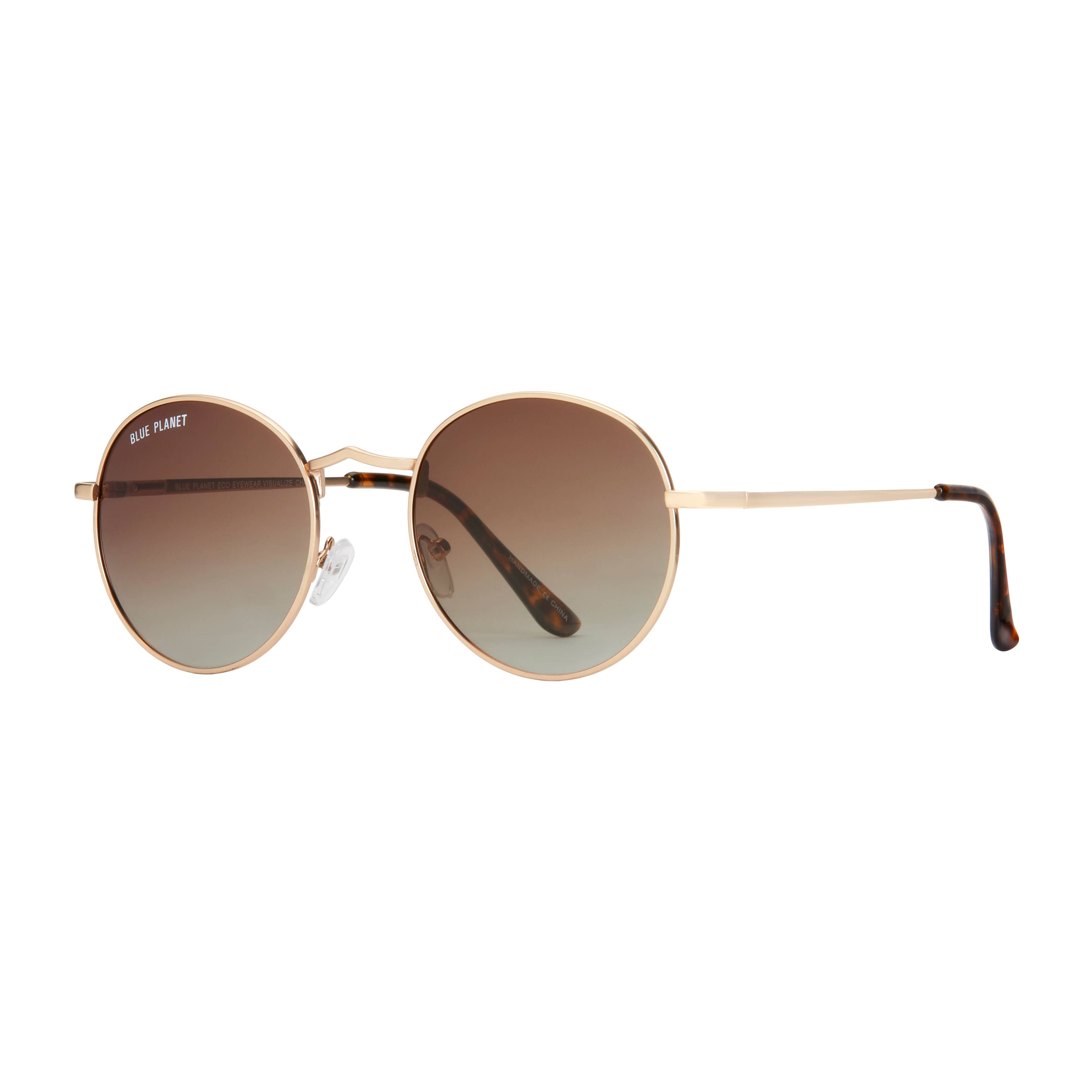 Blue Planet Eco-Eyewear - BP18252-Ash - Matte Gold/ Tort Tips/ Smoke Polarized