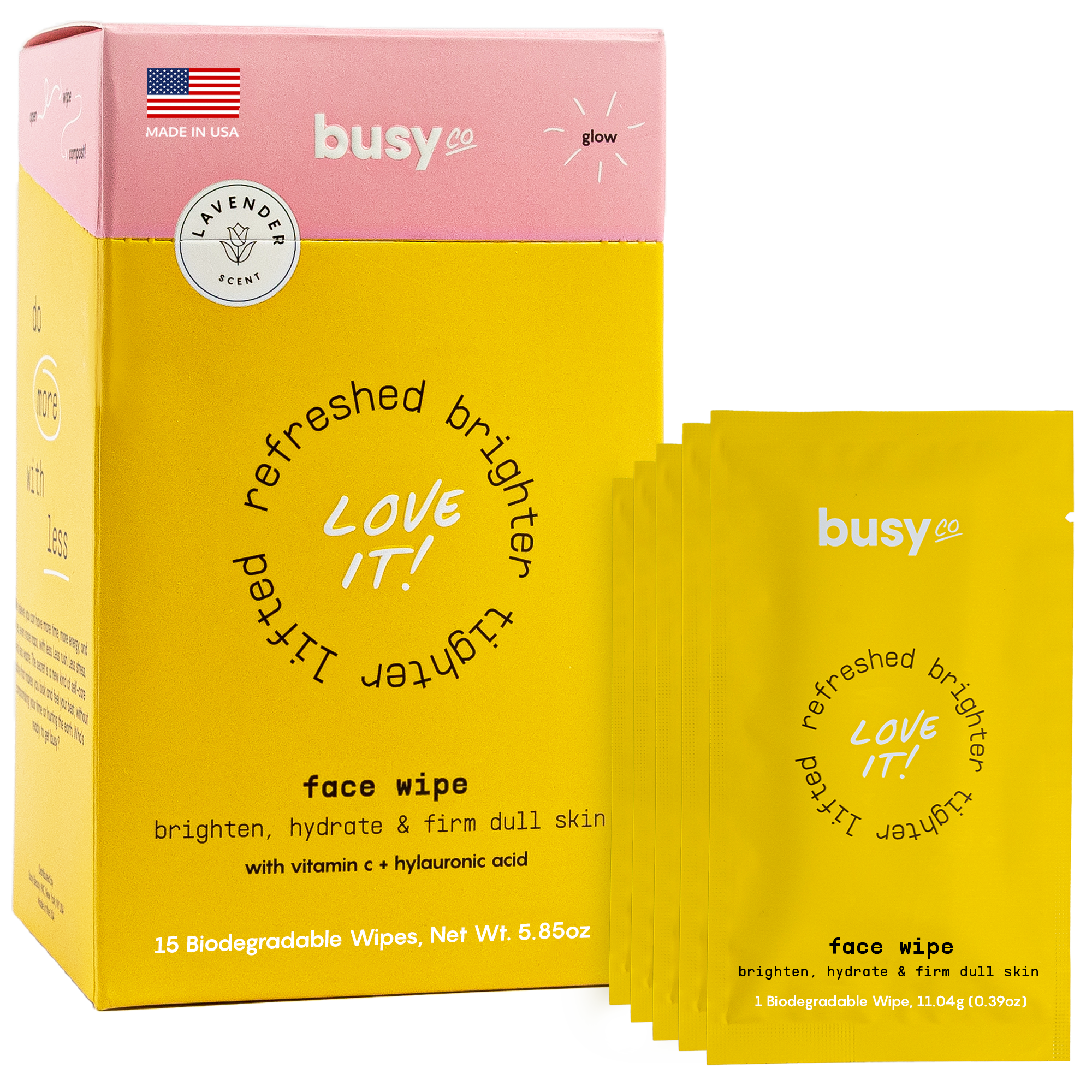 Busy Co - Glow Face Wipes with Hyaluronic Acid & Vitamin C