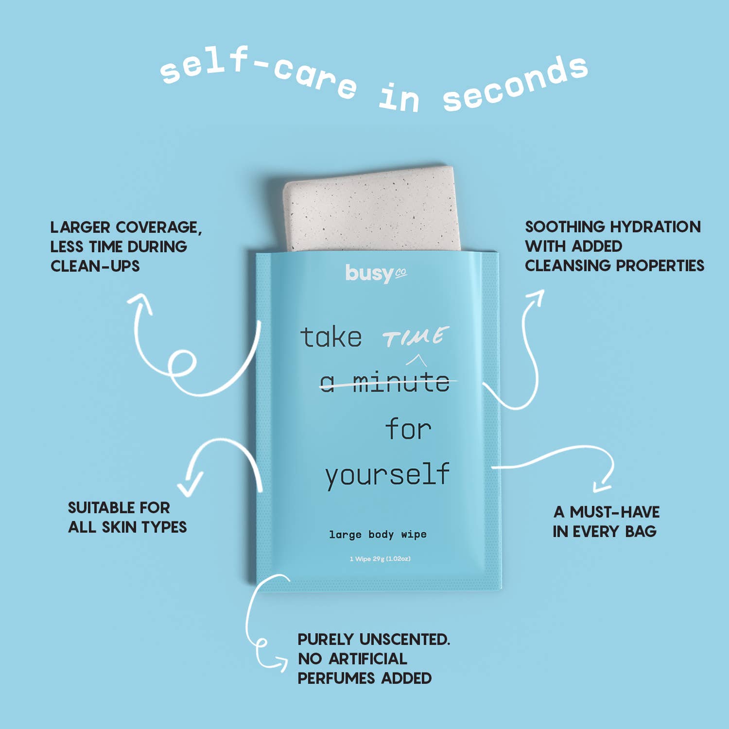 Busy Co - Calm Large Body Wipes with Ceramides & Coconut Oil