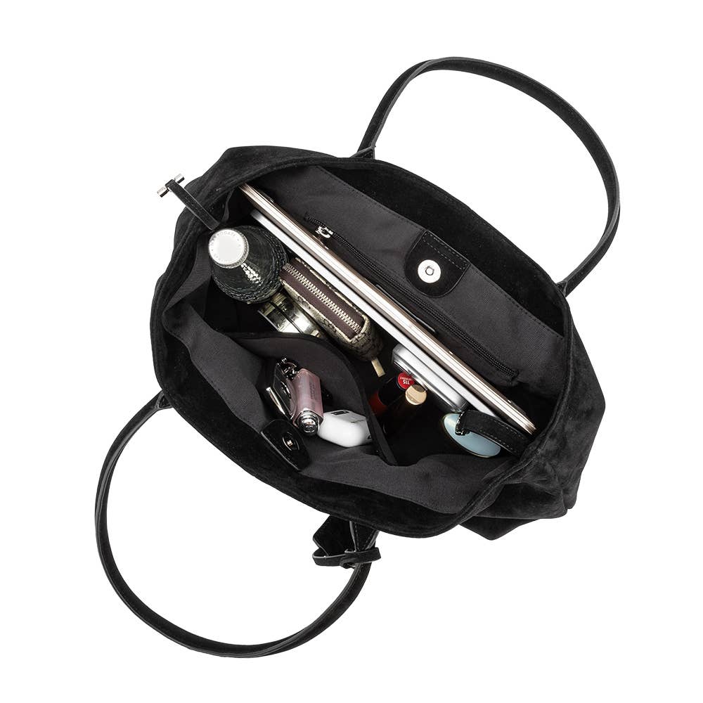 Melie Bianco - Irene Black Vegan Suede Shoulder Bag