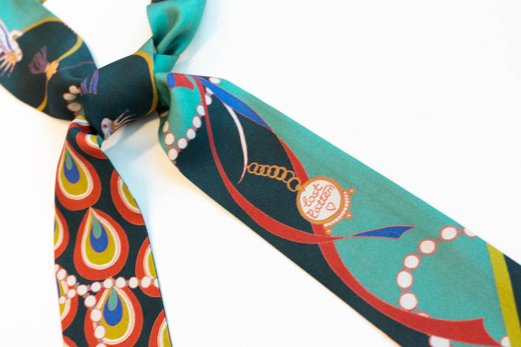 Lost Pattern NYC - "Peacock" Silk Twilly Neck Bow