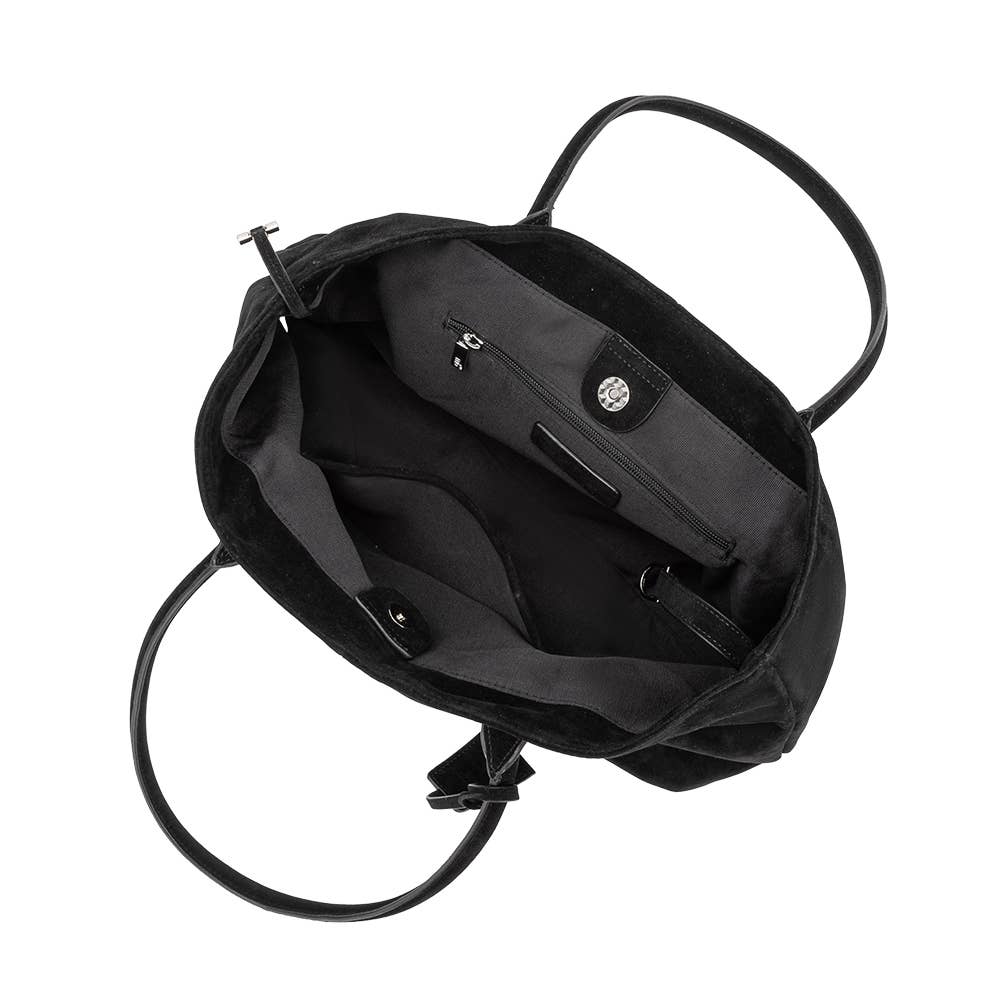 Melie Bianco - Irene Black Vegan Suede Shoulder Bag