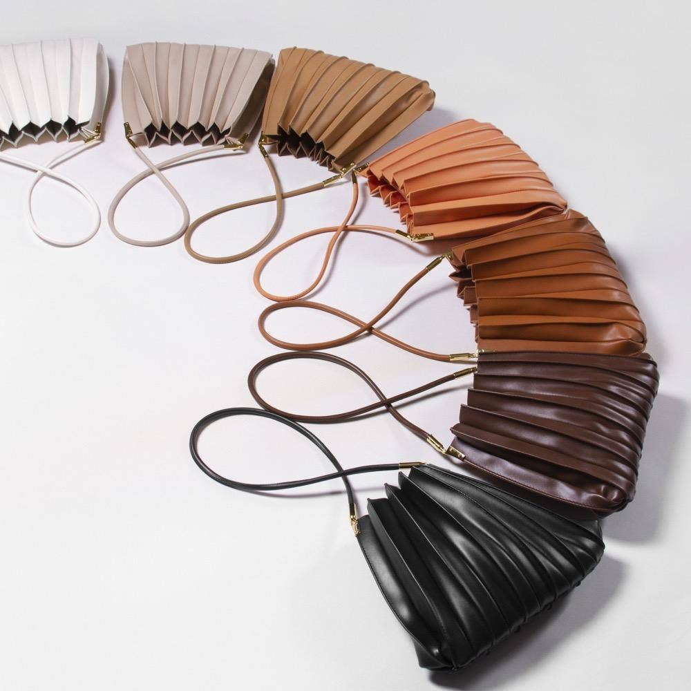Melie Bianco - Carrie Ivory Pleated Vegan Leather Shoulder Bag