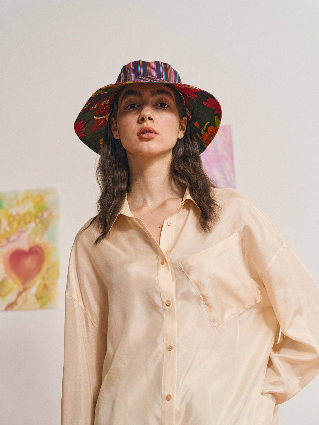 Lost Pattern NYC - FRIDA x LOST PATTERN "Frida's Garden" Cotton Reversible Sun Hat - Green