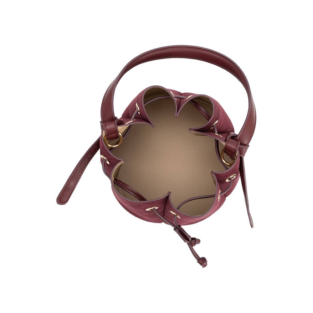 Melie Bianco - Laguna Mini Burgundy Recycled Vegan Suede Top Handle Bag