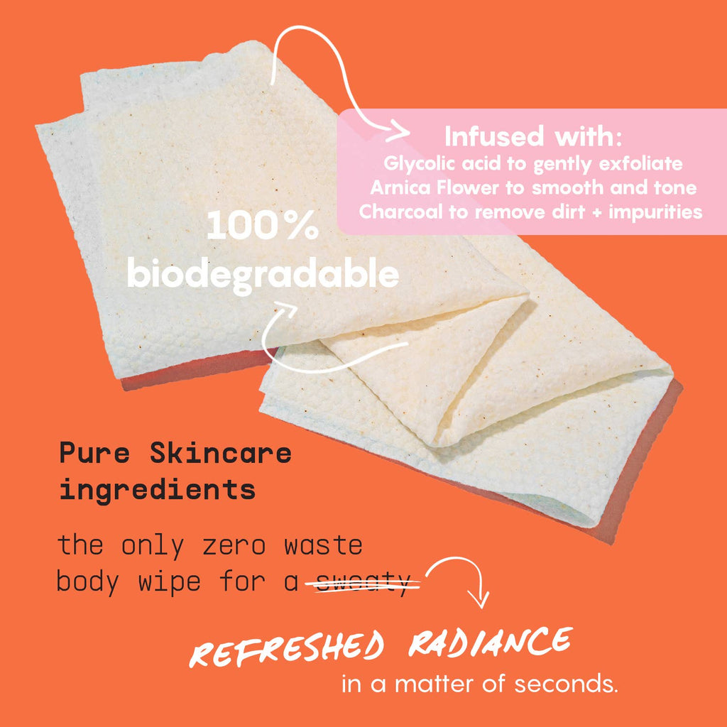 Busy Co - Refresh XL Body Wipes with Glycolic Acid & Charcoal