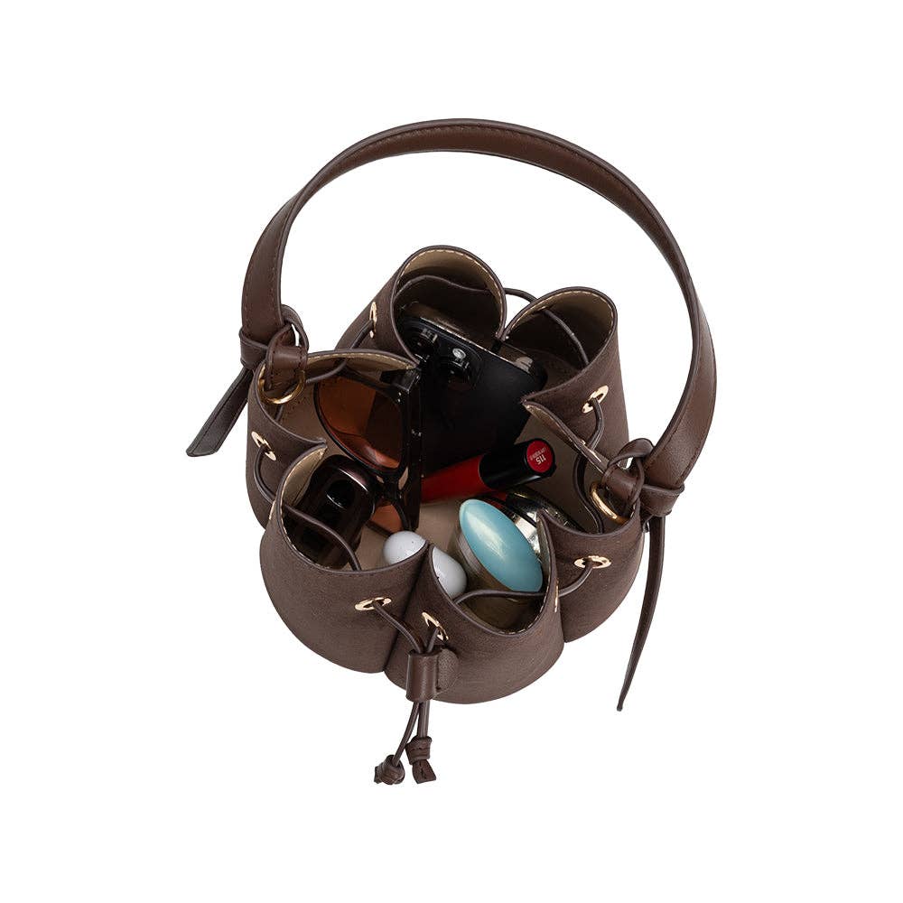 Melie Bianco - Laguna Mini Chocolate Recycled Vegan Suede Top Handle Bag