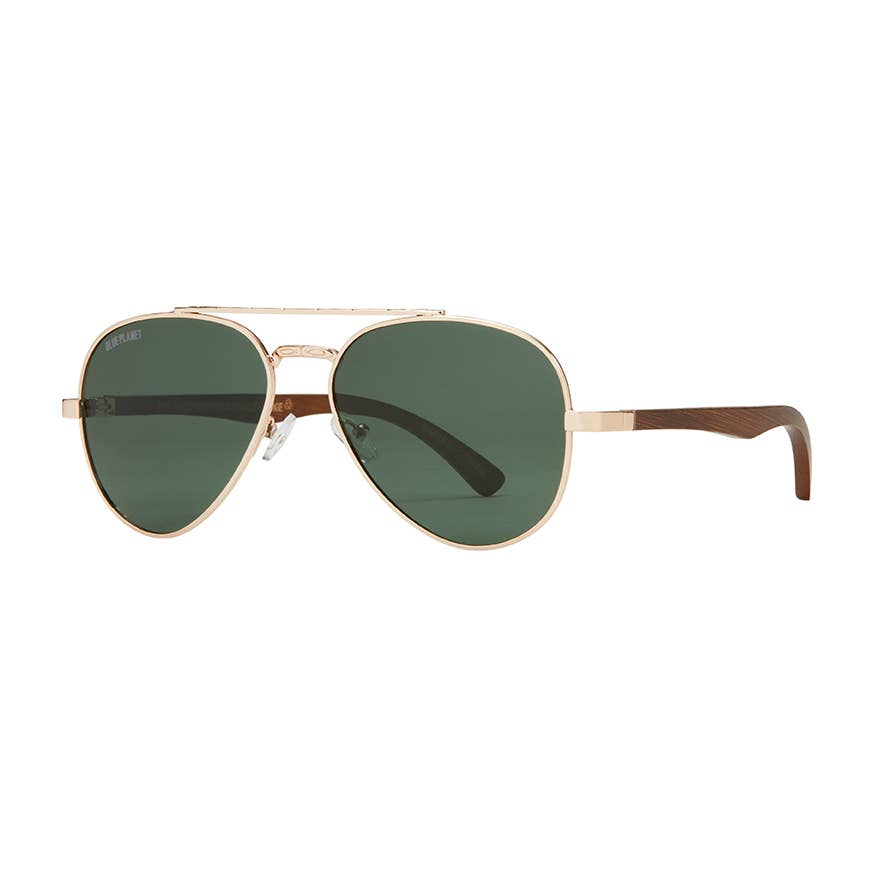 Blue Planet Eco-Eyewear - BP10364 - Mav - Gold / Walnut Wood / Grey Green Polarized