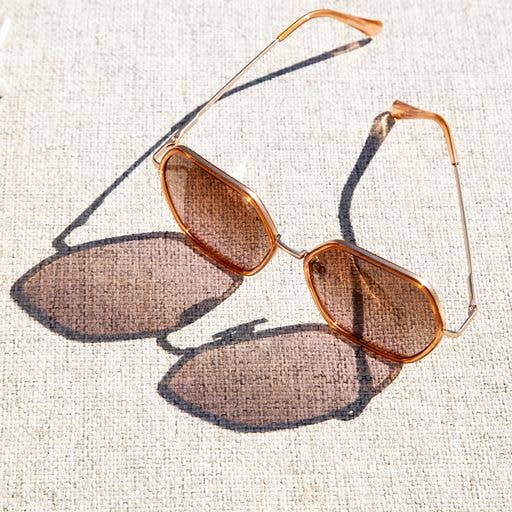 Blue Planet Eco-Eyewear - Addyson- Matte Beige /Gold / Smoke Polarized Lens