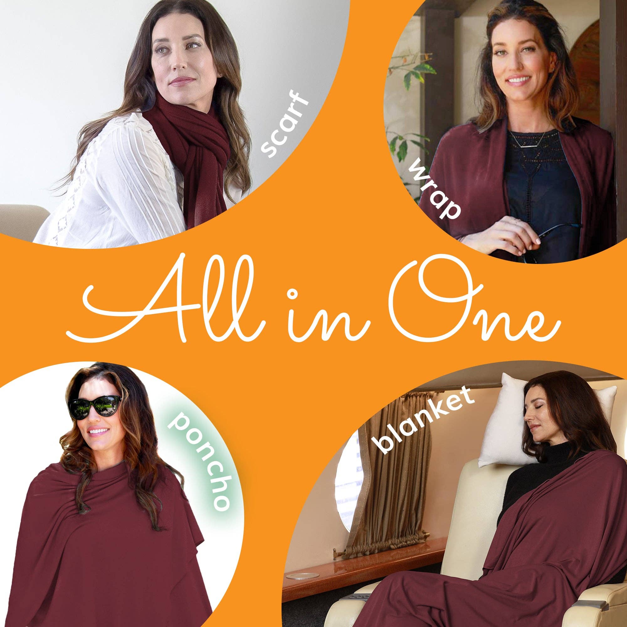 HappyLuxe - Wayfarer Travel Wrap and Shawl | Cabernet Red