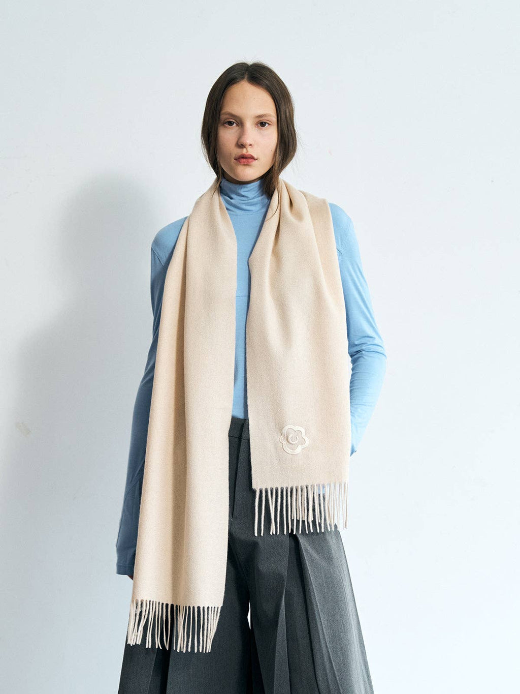 Lost Pattern NYC - "Lost in Warmth" Classic Cashmere Scarf - Cream