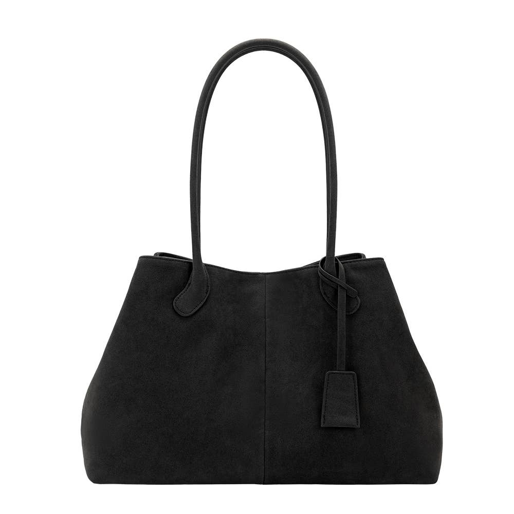 Melie Bianco - Irene Black Vegan Suede Shoulder Bag
