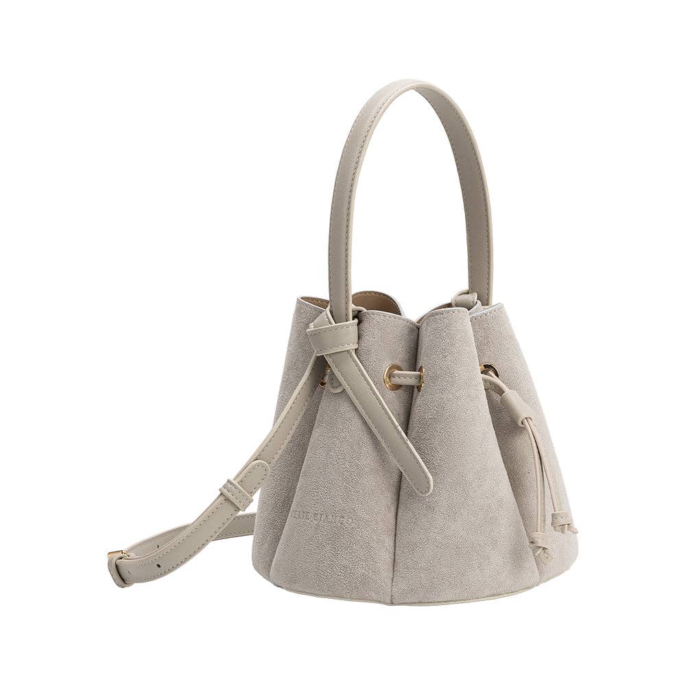 Melie Bianco - Laguna Mini Light Gray Recycled Vegan Suede Top Handle Bag