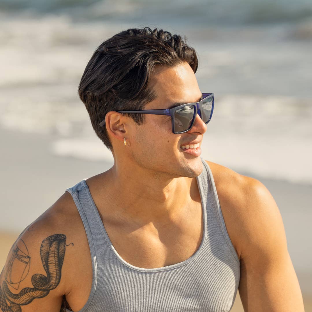 Blue Planet Eco-Eyewear - Atlas - Matte Cobalt Blue / Smoke Polarized Lens