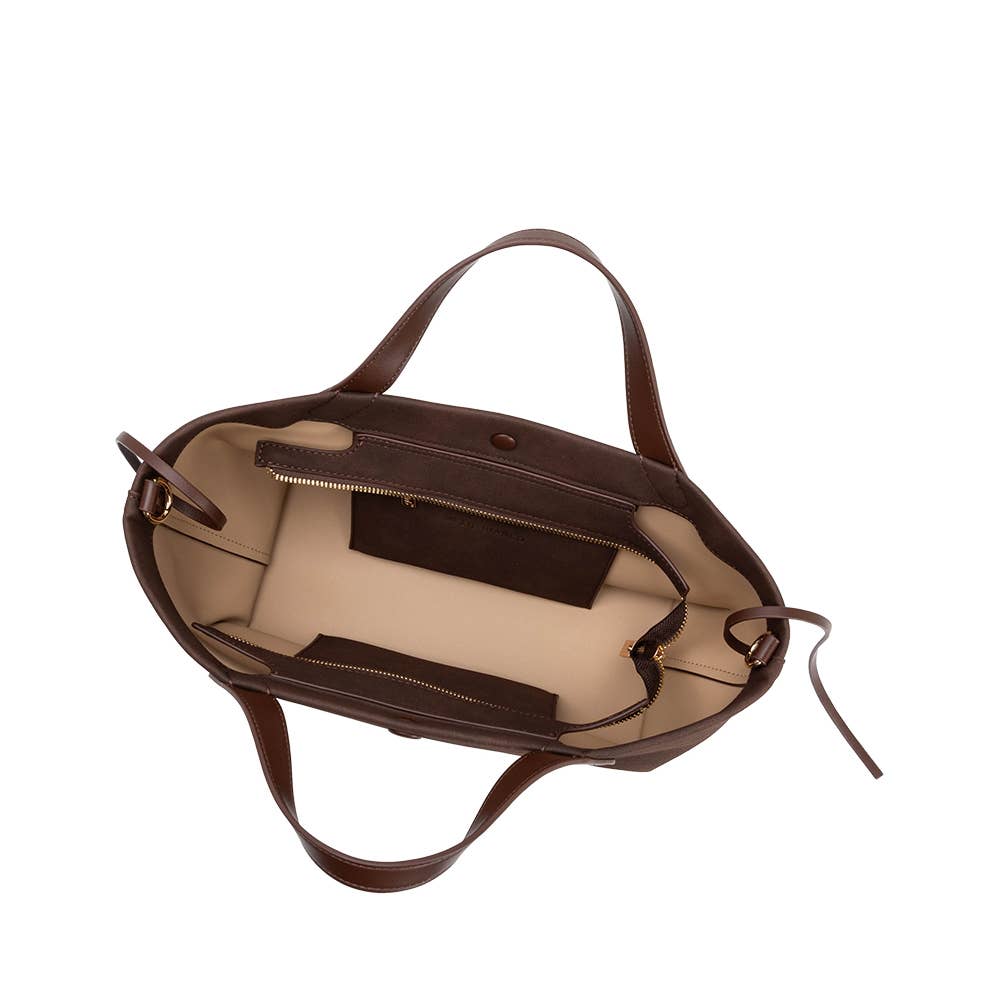Melie Bianco - Jill Chocolate Suede Recycled Vegan Tote Bag