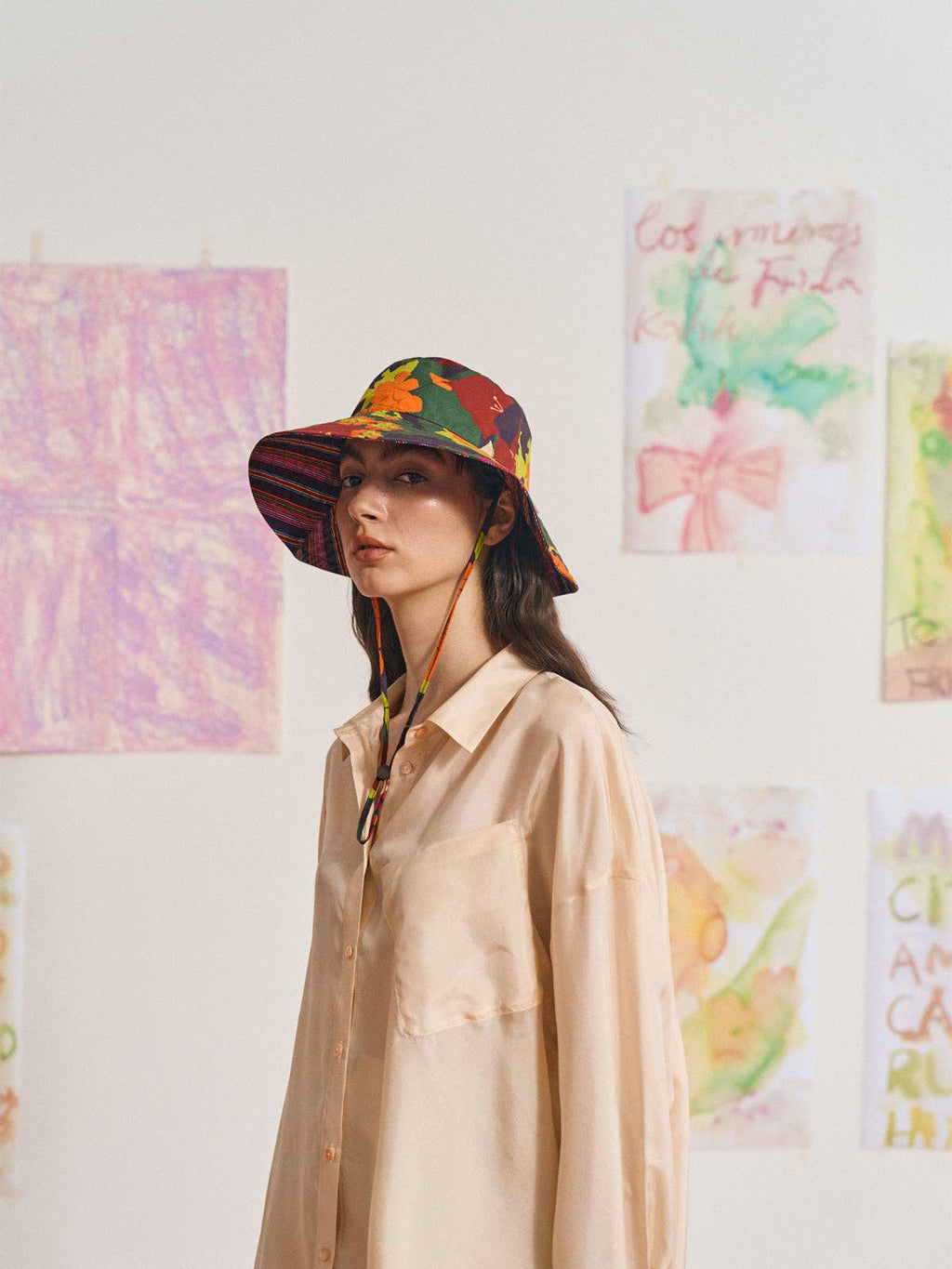 Lost Pattern NYC - FRIDA x LOST PATTERN "Frida's Garden" Cotton Reversible Sun Hat - Green