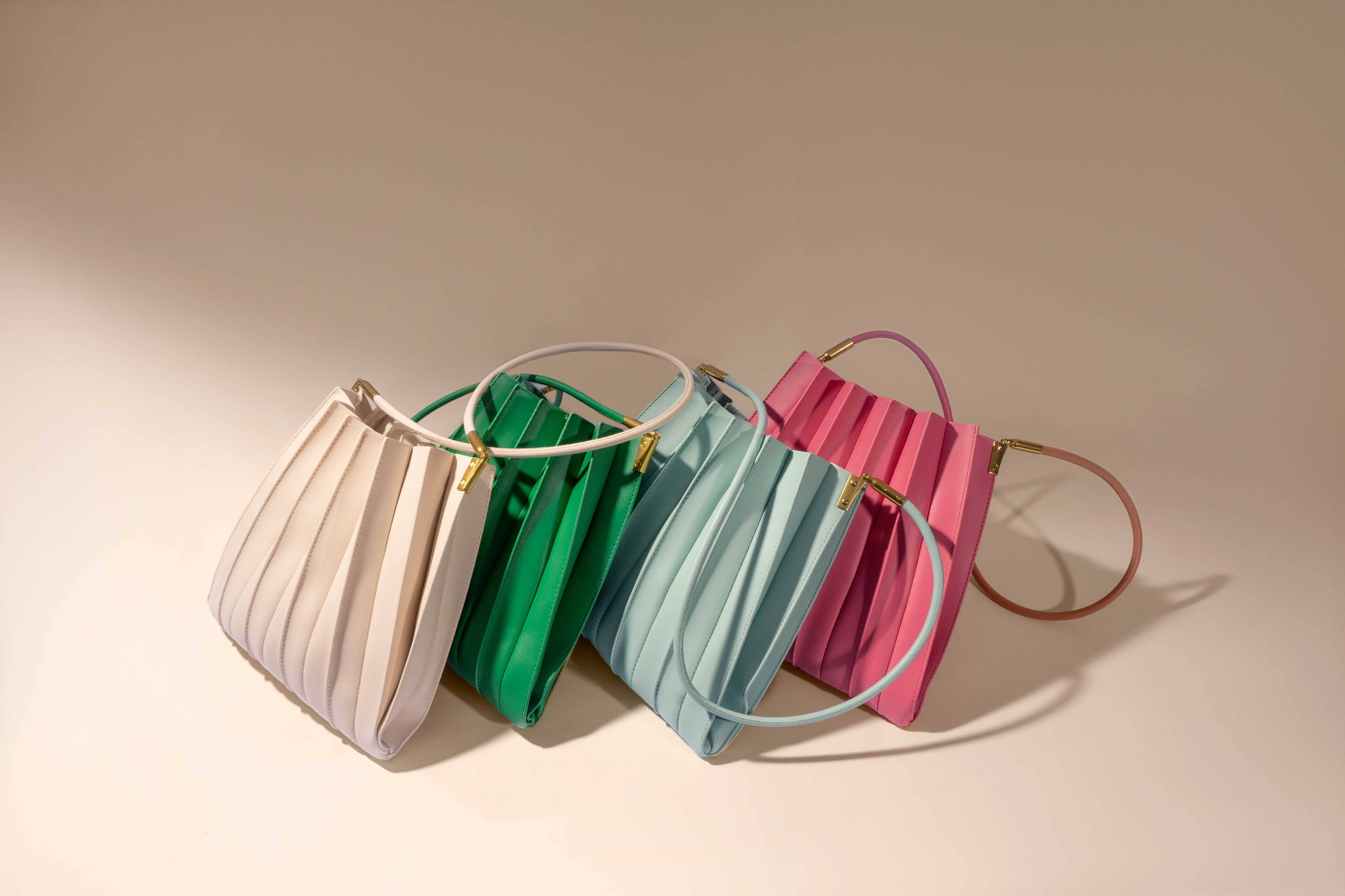 Melie Bianco - Carrie Ivory Pleated Vegan Leather Shoulder Bag