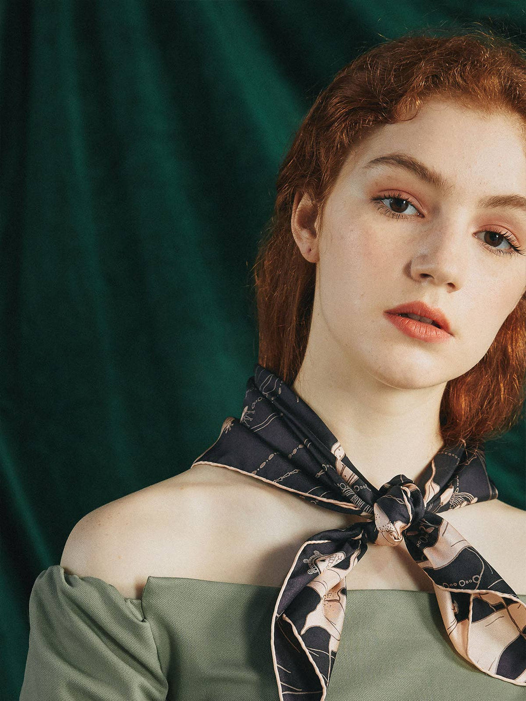 Lost Pattern NYC - "Datura" Silk Bandana Scarf - Espresso
