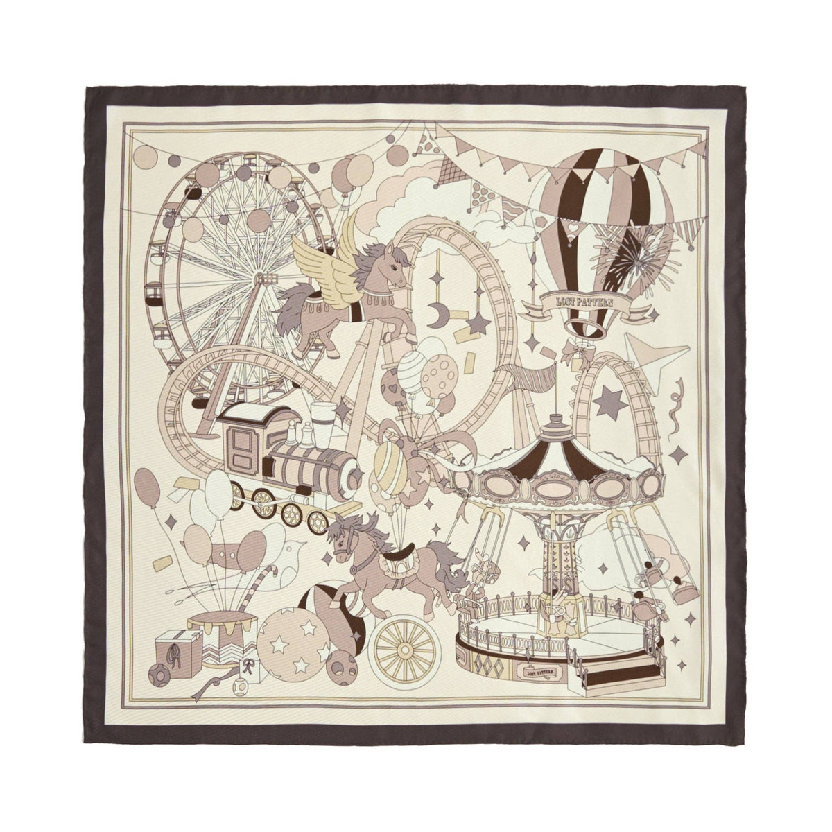 Lost Pattern NYC - "Pop Pony" Silk Twill Bandana Scarf - Chocolate