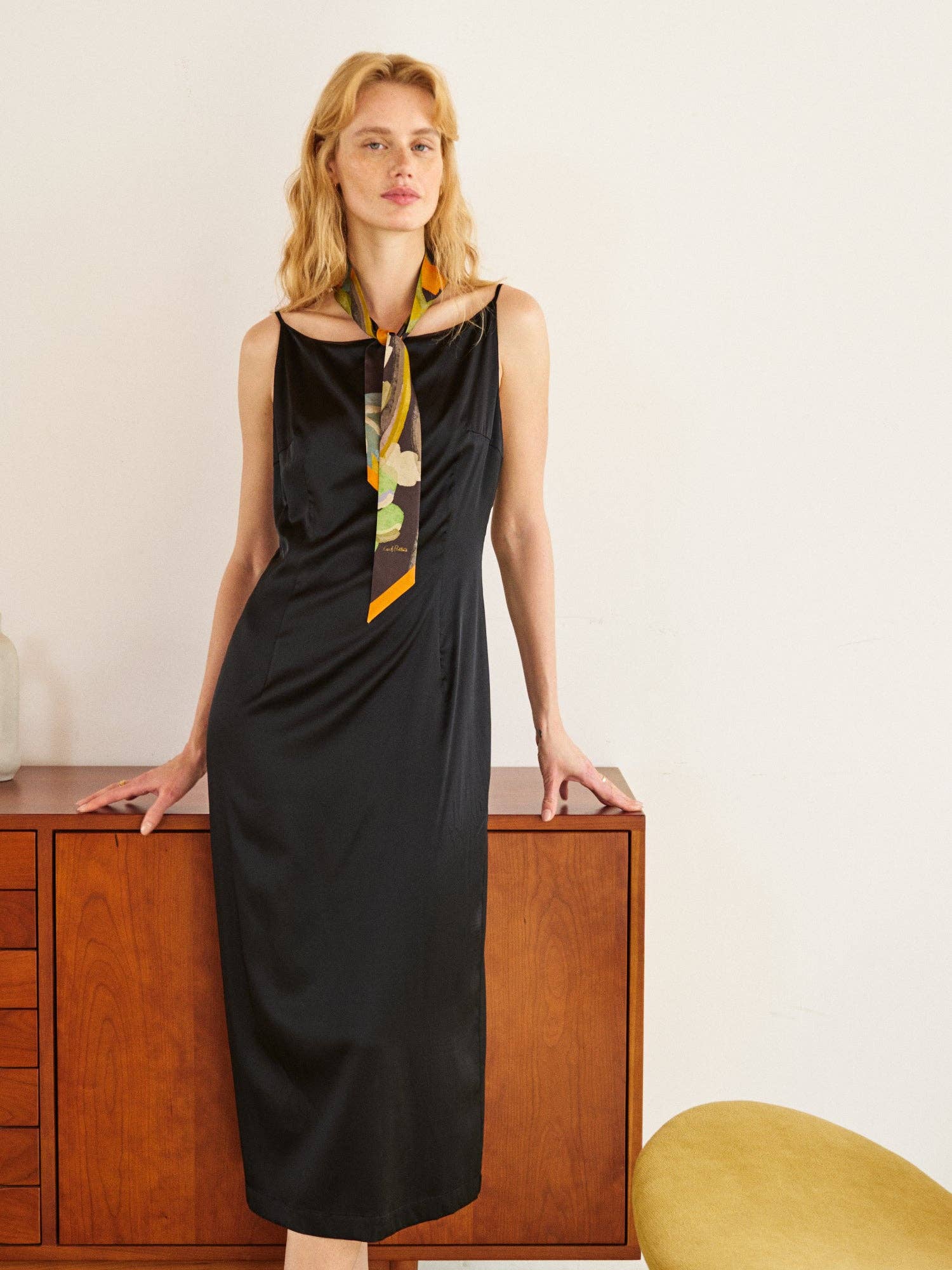 Lost Pattern NYC - "Ethereal Mirage" Silk Twill Skinny Scarf