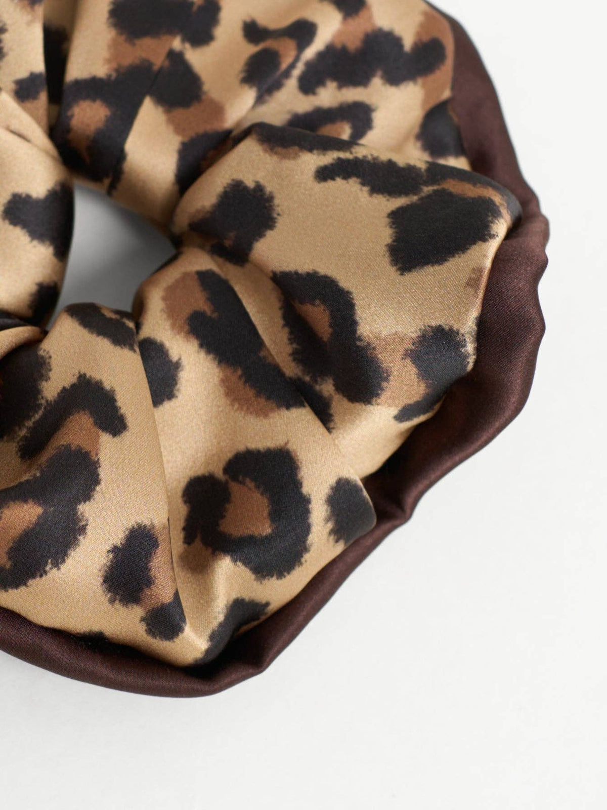 Lost Pattern NYC - "Spot Chic" Oversized Silk Scrunchie - Classic Leopard